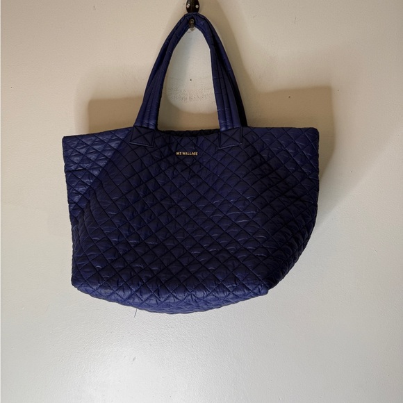 mz wallace Blue Quilted Tote Bag Top Zip - Picture 1 of 7